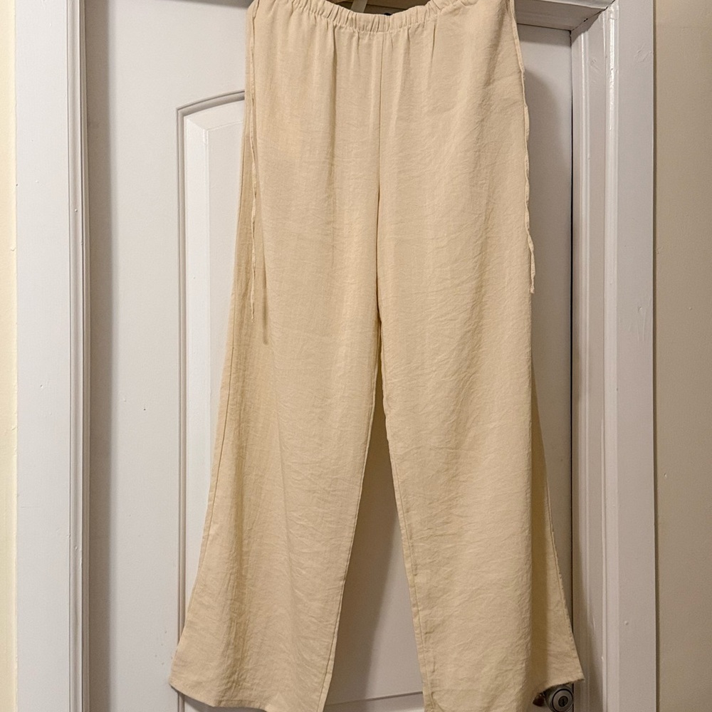 Zara Cream Wide Leg Pants